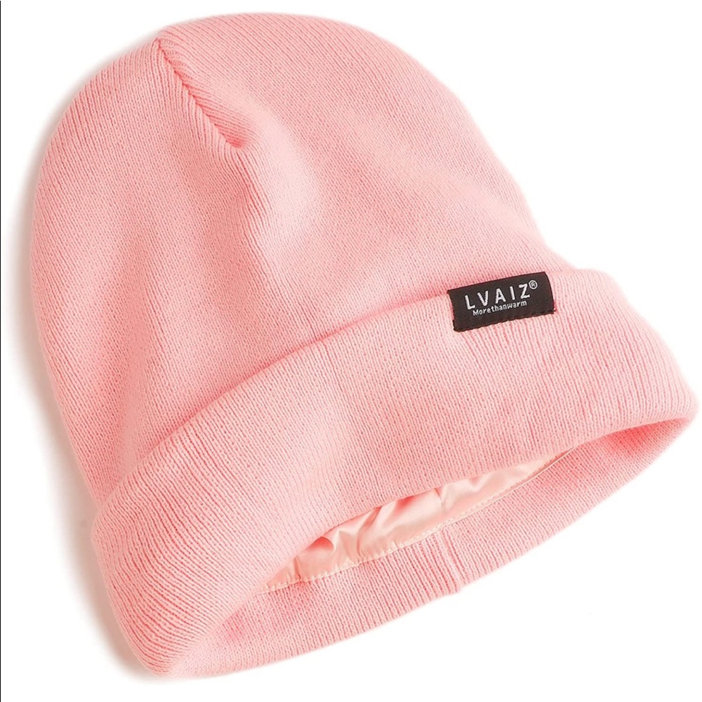 PINK UNISEX SATIN LINED (winter) BEANIE HAT (BRAND NEW) - Picture 1 of 5
